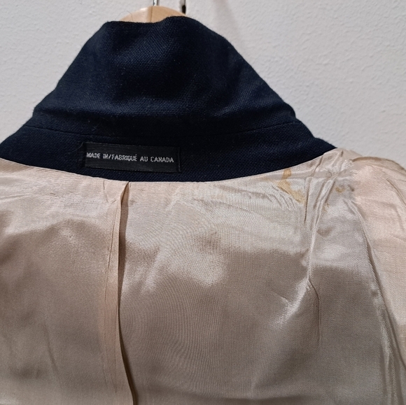Vintage 80s Men's Sport Coat Jacket Canvas Navy Gold Buttons 2-Btn Canada Sz 40R - Picture 11 of 12